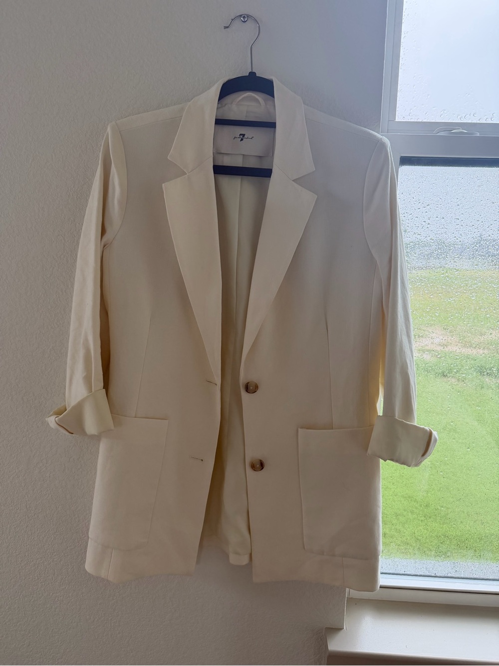 Linen Bone Single-Breasted Blazer